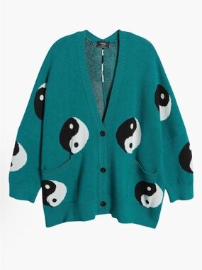 Dressed In Lala Main Character Energy Oversized Yin Yang Cardigan